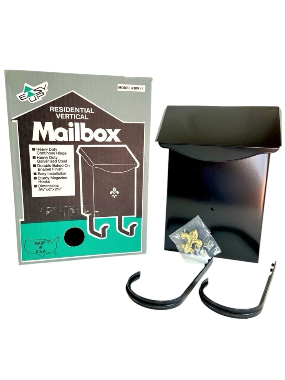 ✨NIB Vertical Steel Residential Mailbox in Black Enamel~ Made in USA